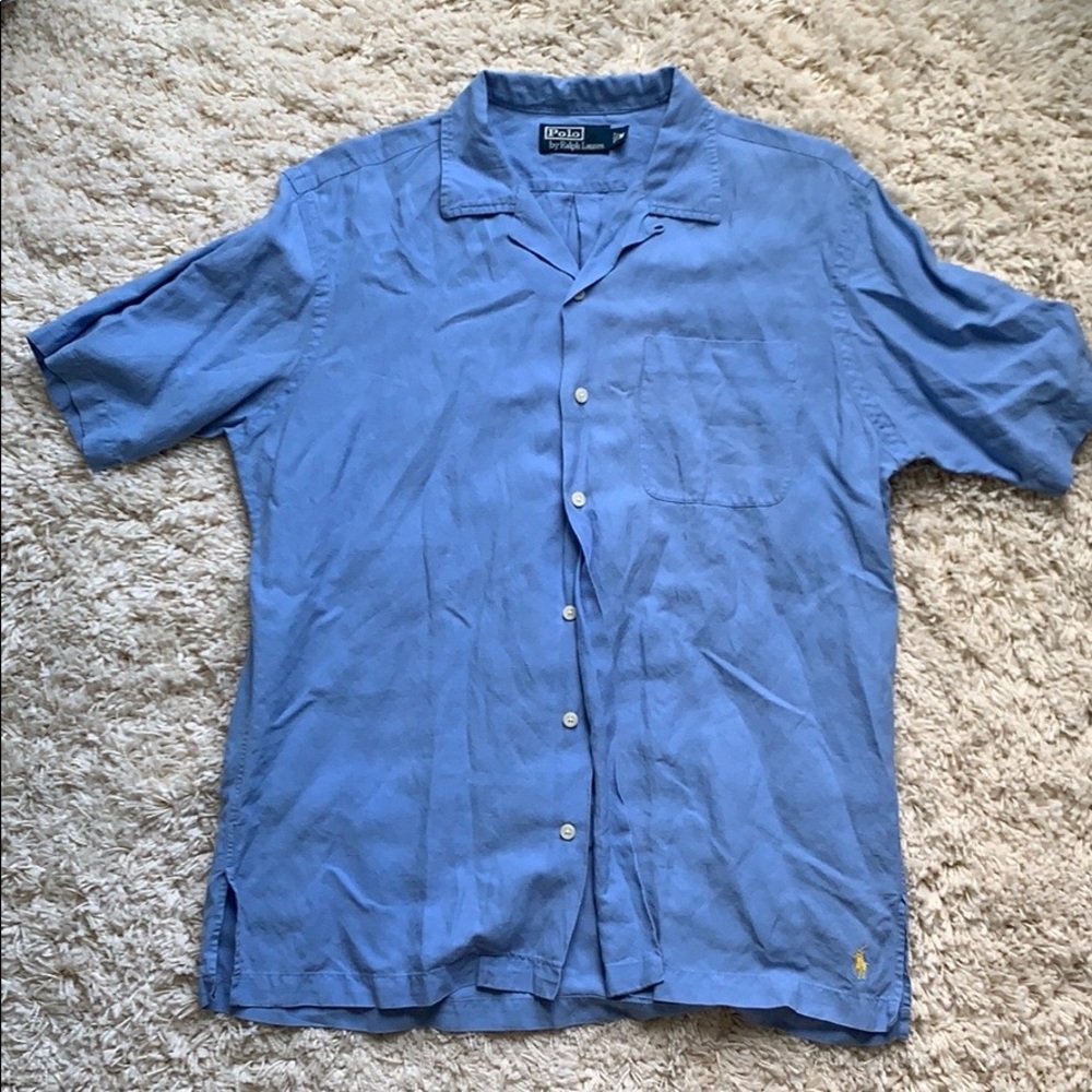 Polo Ralph Lauren men’s M shirt blue linen silk